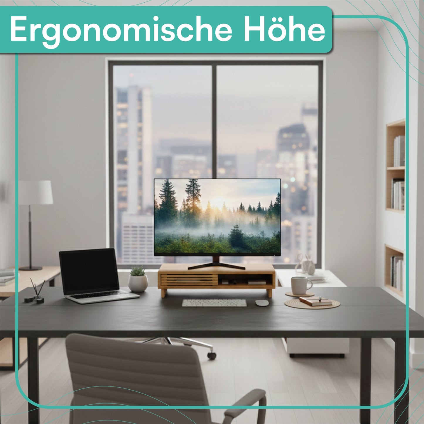 Monitorständer mit Schiebefach 42 x 24 x 10,5 cm