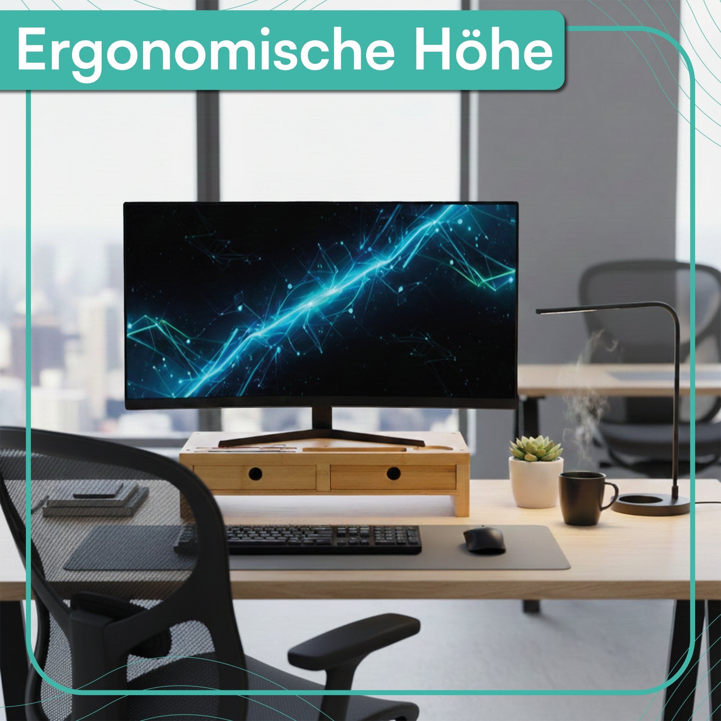 Monitorständer mit zwei Schubladen 42 x 24 x 10,5 cm