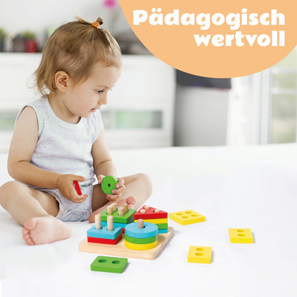Holzspielzeug Motorik Sortierspielzeug 11x11x5 cm