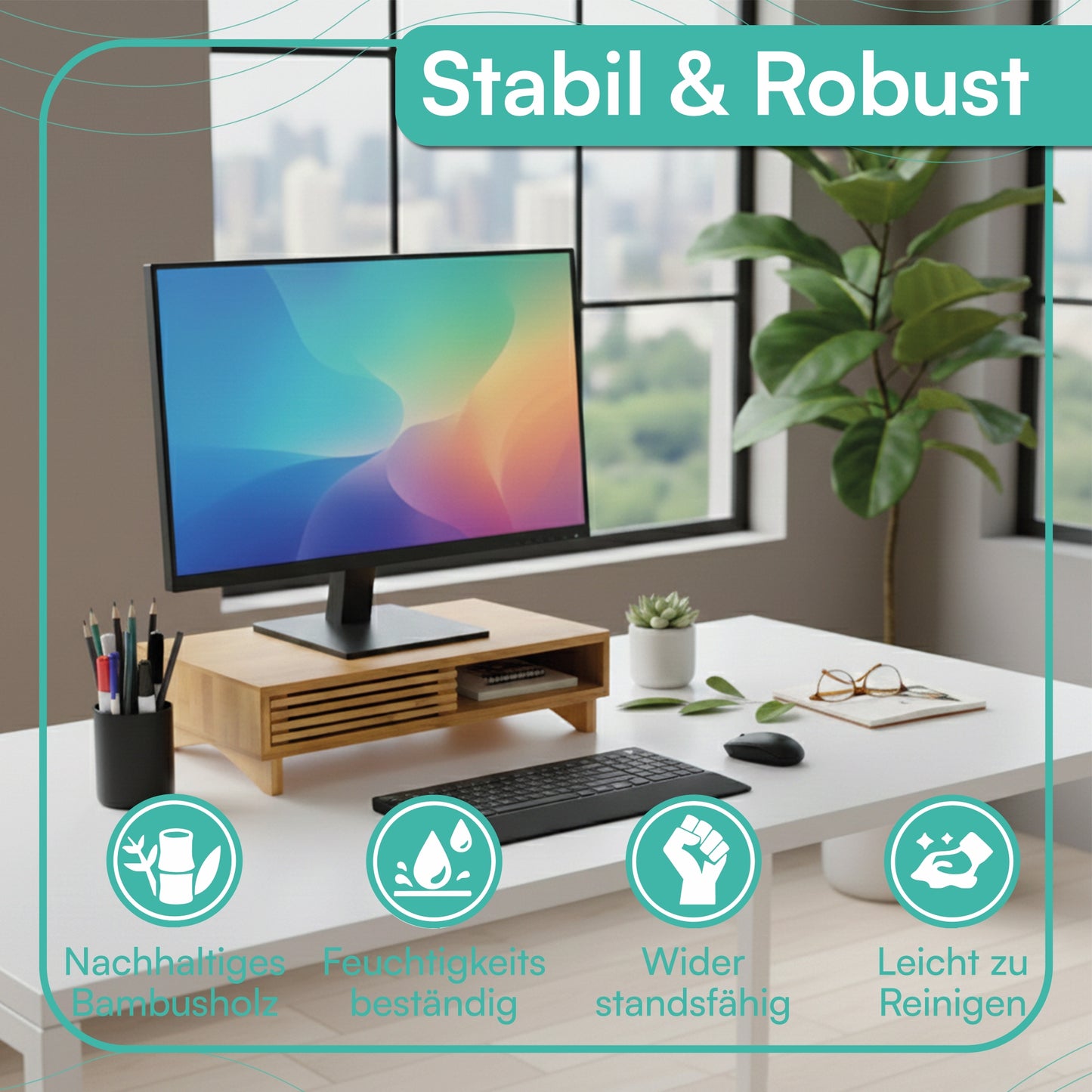 Monitorständer mit Schiebefach 42 x 24 x 10,5 cm