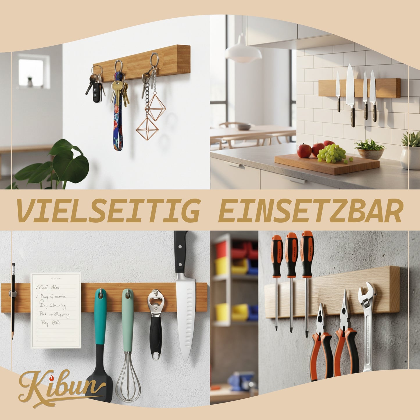 Magnetleiste aus Holz 40 cm Messerhalter