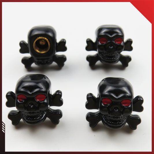 Schrader Ventilkappen; Eye-Catcher-Caps; 4er Set; Stil: Totenkopf; Farbe: Schwarz