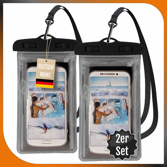 Active Peak 2er Set wasserdichte Smartphonetasche; Schwarz